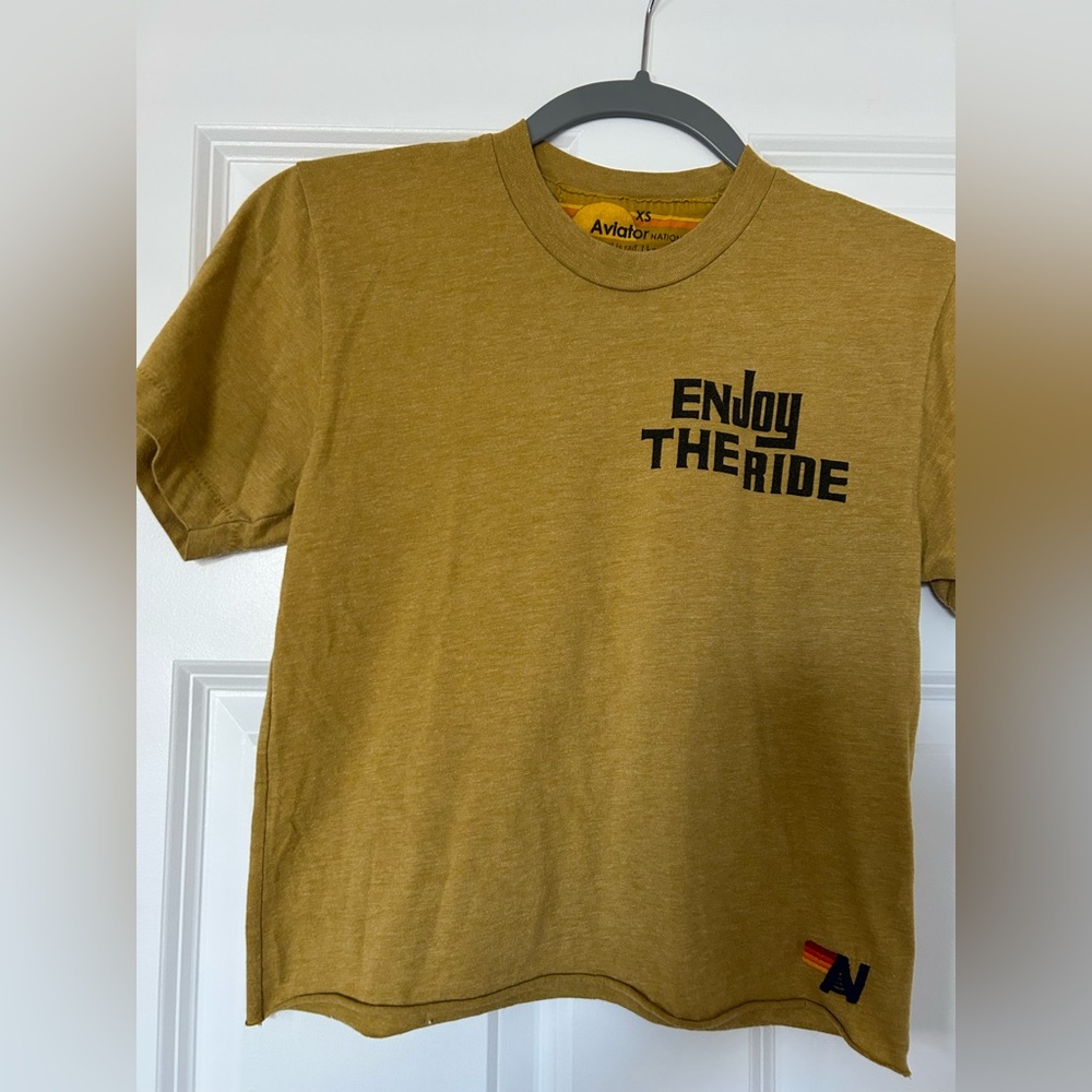 XS Aviator Nation Mustard 'Enjoy the Ride' Tee. Worn once.